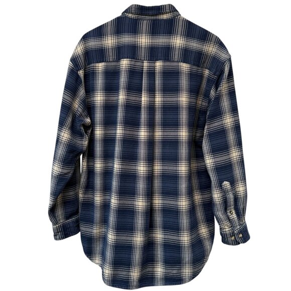 EAST ISLAND Mens Shirt Large Blue Plaid Vintage Rugged Long Sleeve Button Down - Picture 4 of 11